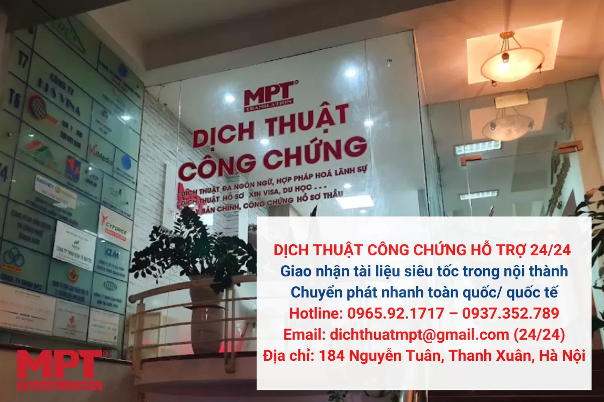 văn phòng dịch thuật công chứng